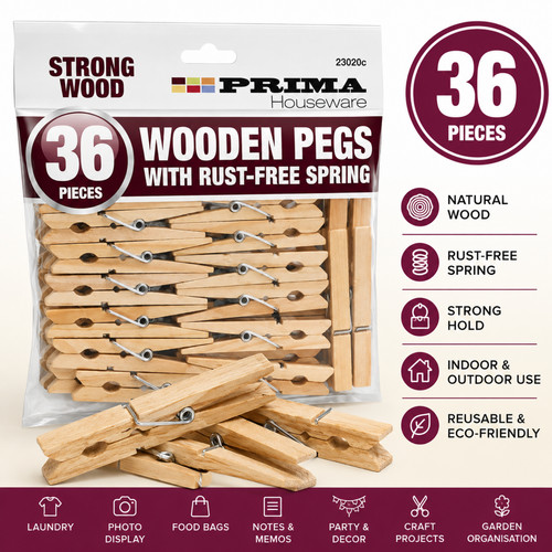 Wooden clothes pegs natural - pegs,
