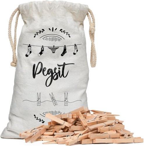 100x wooden pegs with peg - with,