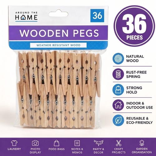 Wooden clothes pegs natural - clothes,