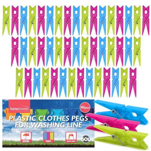 Strong plastic clothes pegs - 46,