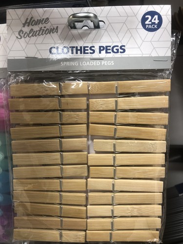 24x bamboo clothes pegs strong - clothes,