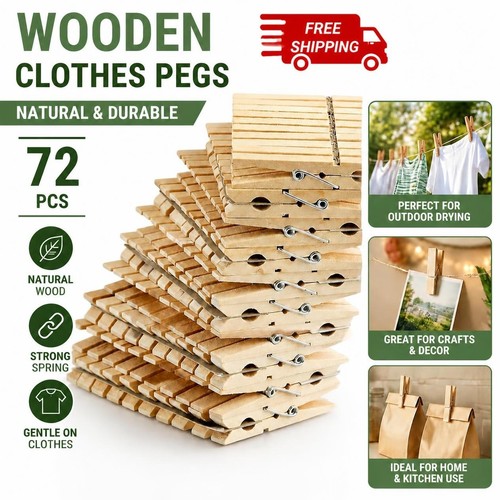 Pine wooden clothes pegs - 72,